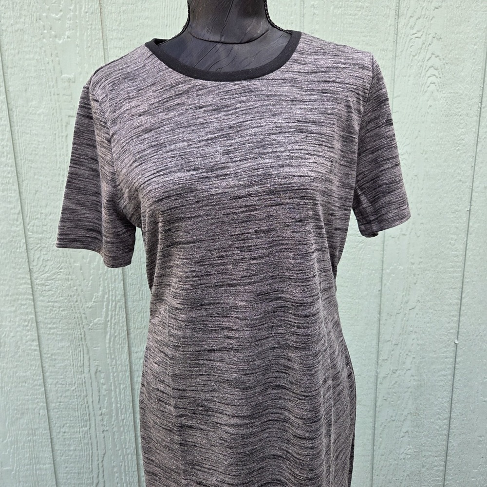 Philosophy Womens Grey Space Dye SS Midi Dress Athleisure Large Minimalist